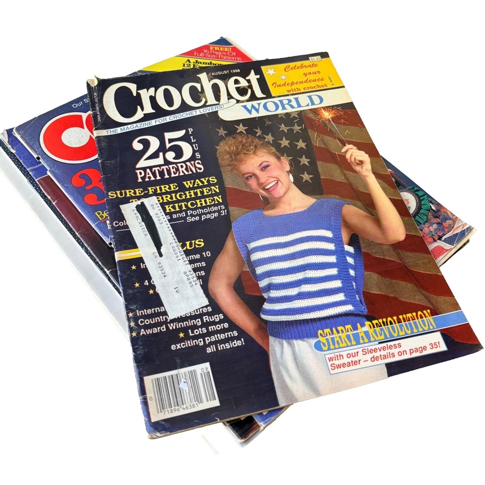 Lot of 2 Vintage Needlecraft Magazine Cross Stitch Americana 4th of July Pattern